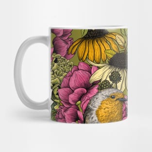 Robins in the garden Mug